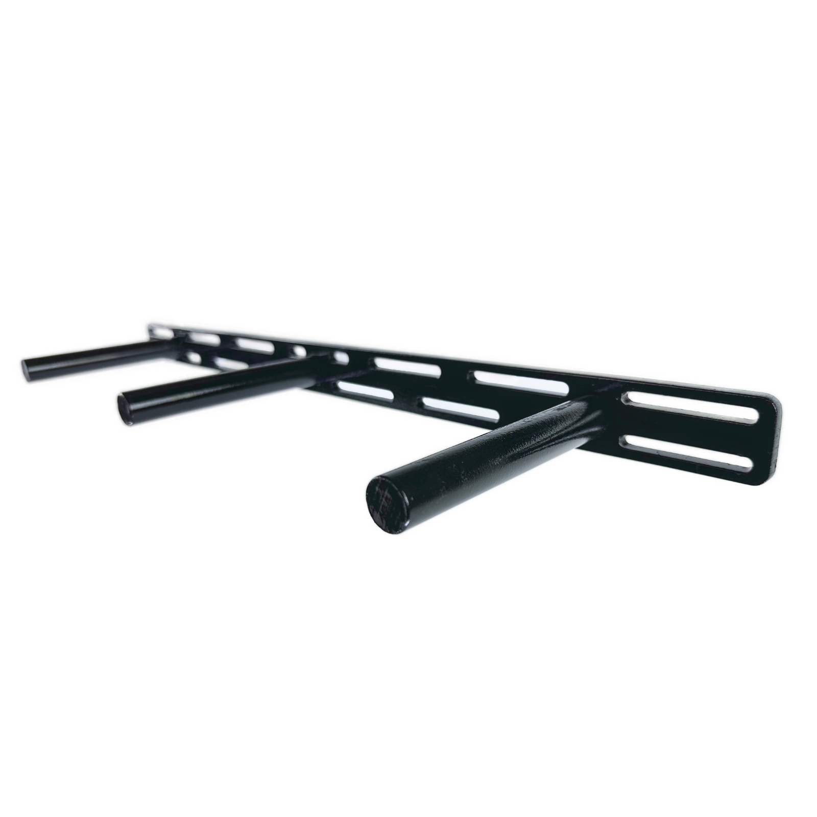 Shows a black metal bracket with a white background.