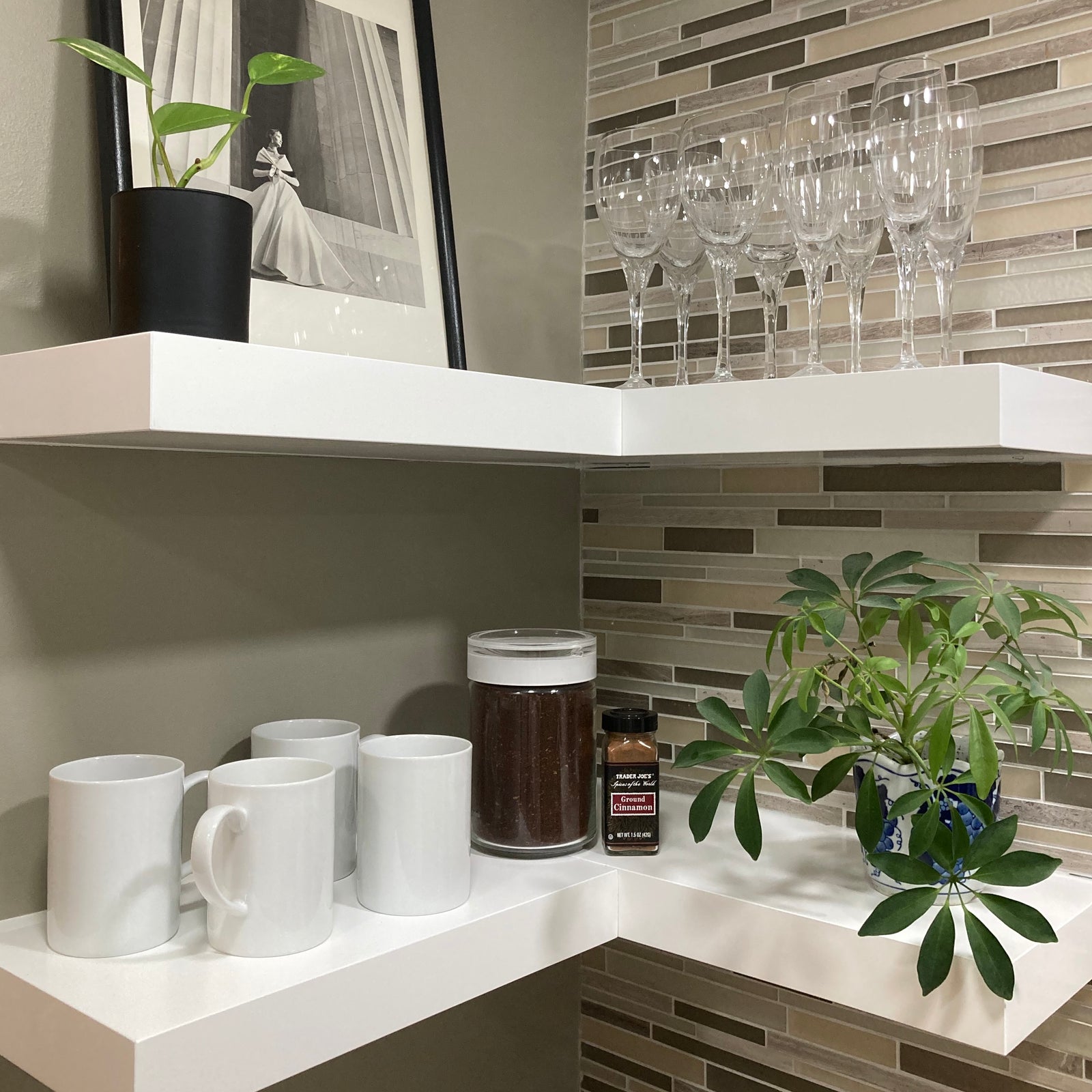 2 inch Corner Floating Shelf Painted