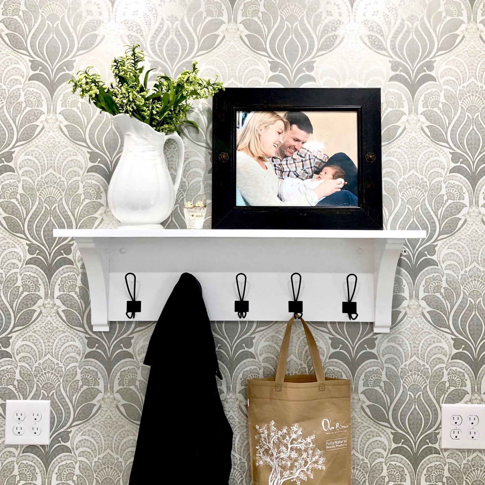 farmhouse entryway shelf