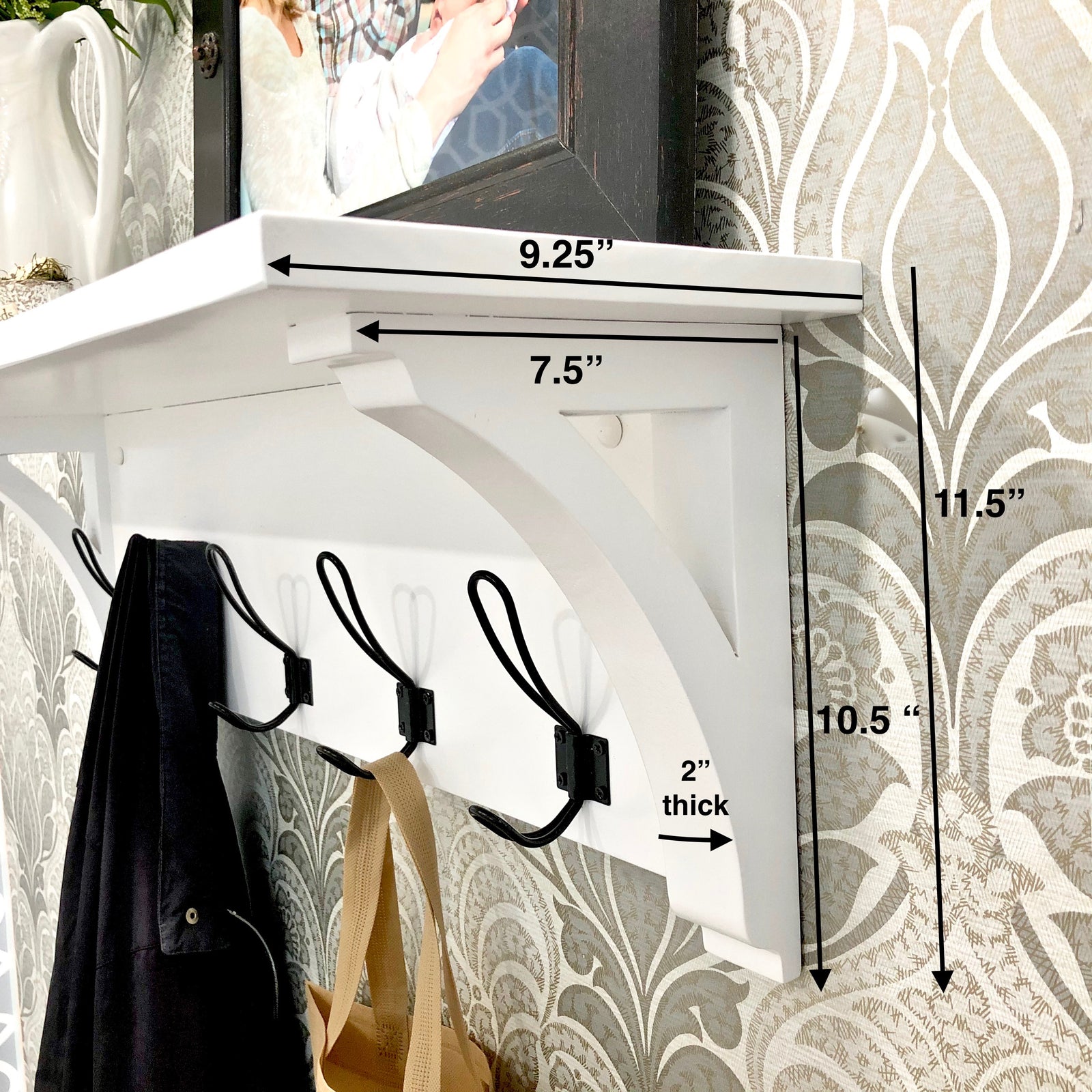 farmhouse shelf with hooks