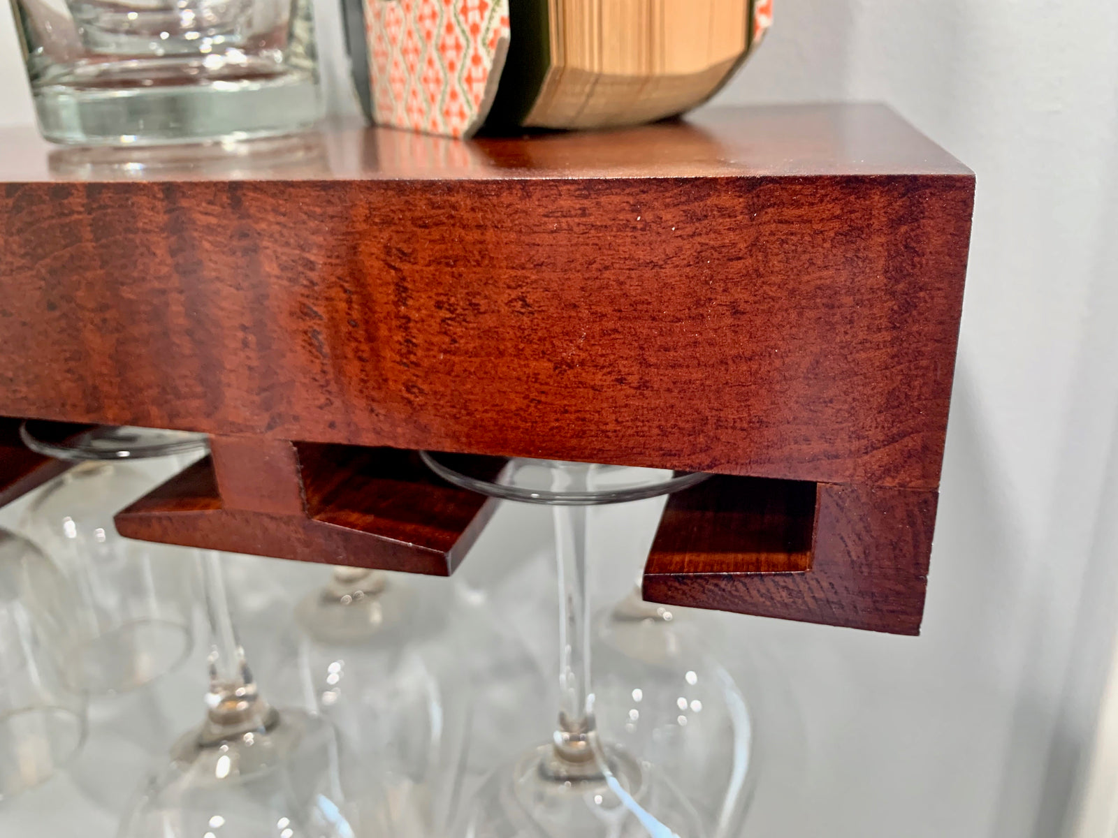 Stained Floating Wine Glass Rack