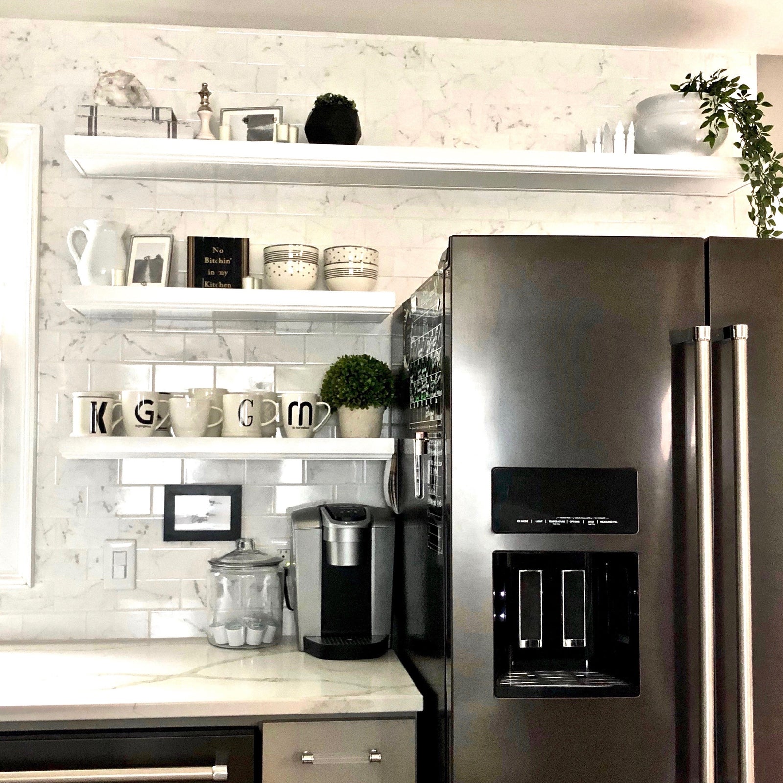 white floating shelf