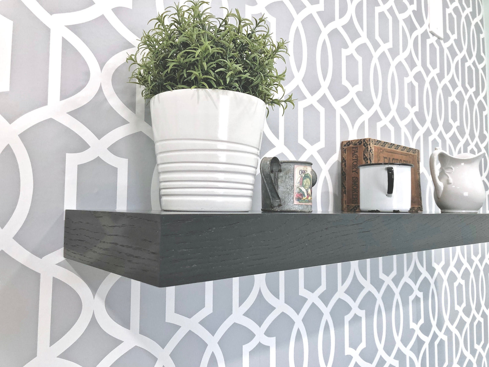 slate gray oak floating shelf
