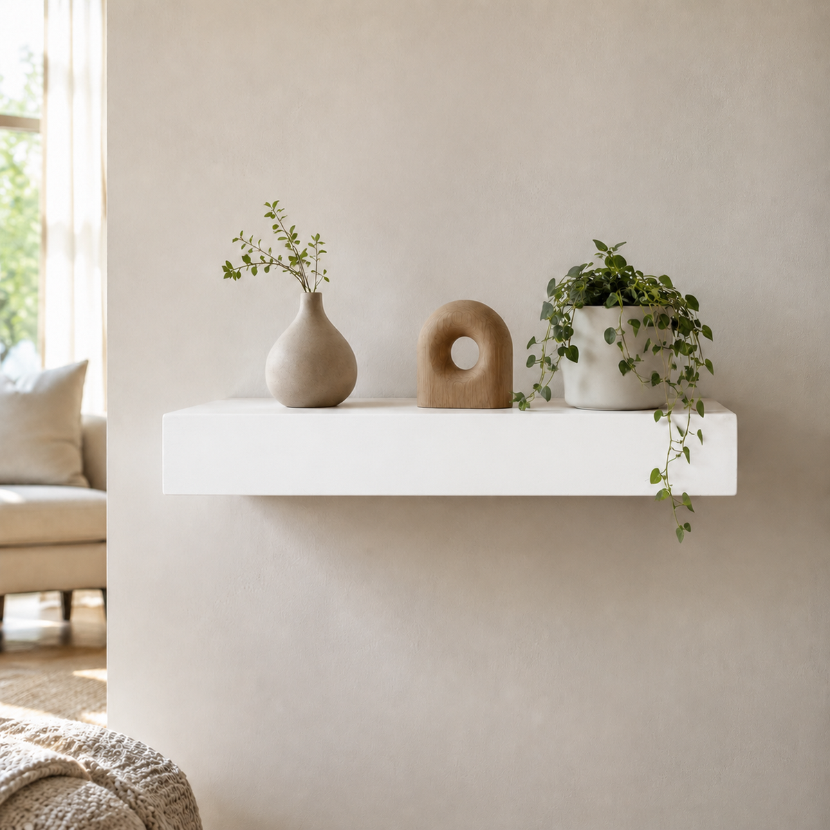 Floating Shelf - Maple Stained - 3 in thick - Wood Shelf