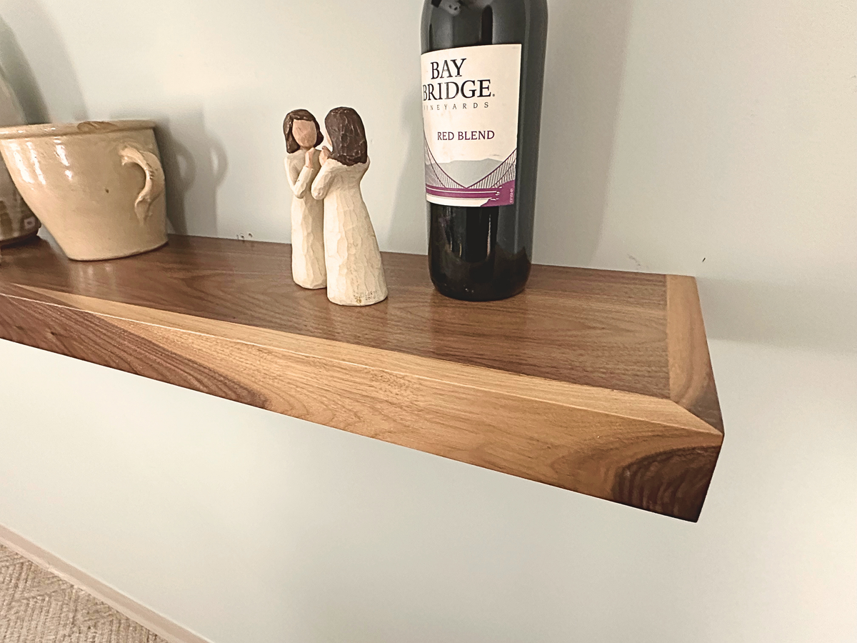 2 Inch thick Walnut Open Floating Shelf