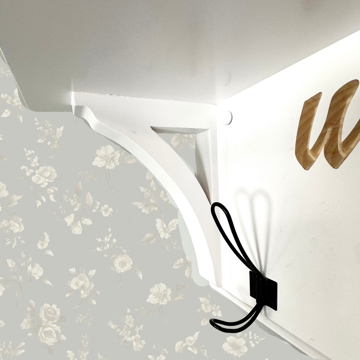 Personalized Entryway Shelf with Black Hooks | Mudroom Coat Rack