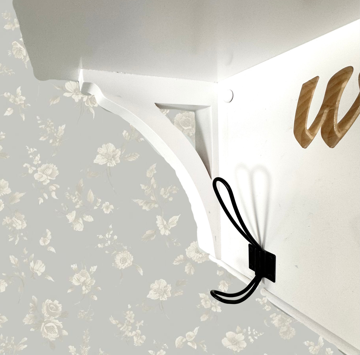 Personalized Entryway Shelf with Black Hooks | Mudroom Coat Rack