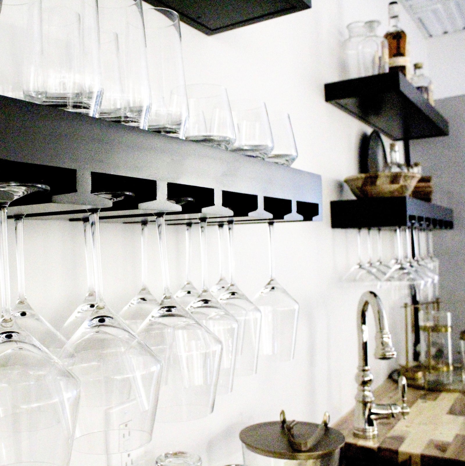 Black Floating Wine Glass Rack