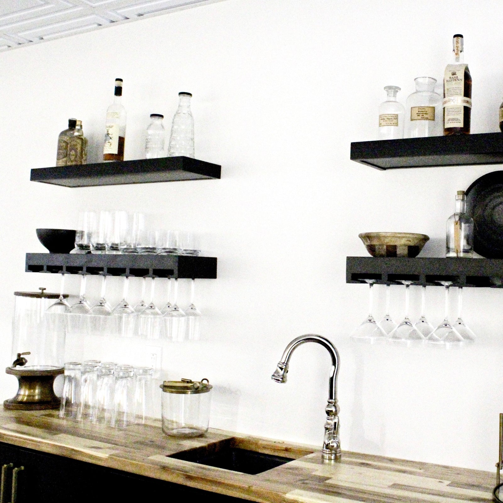 Black Floating Wine Glass Rack