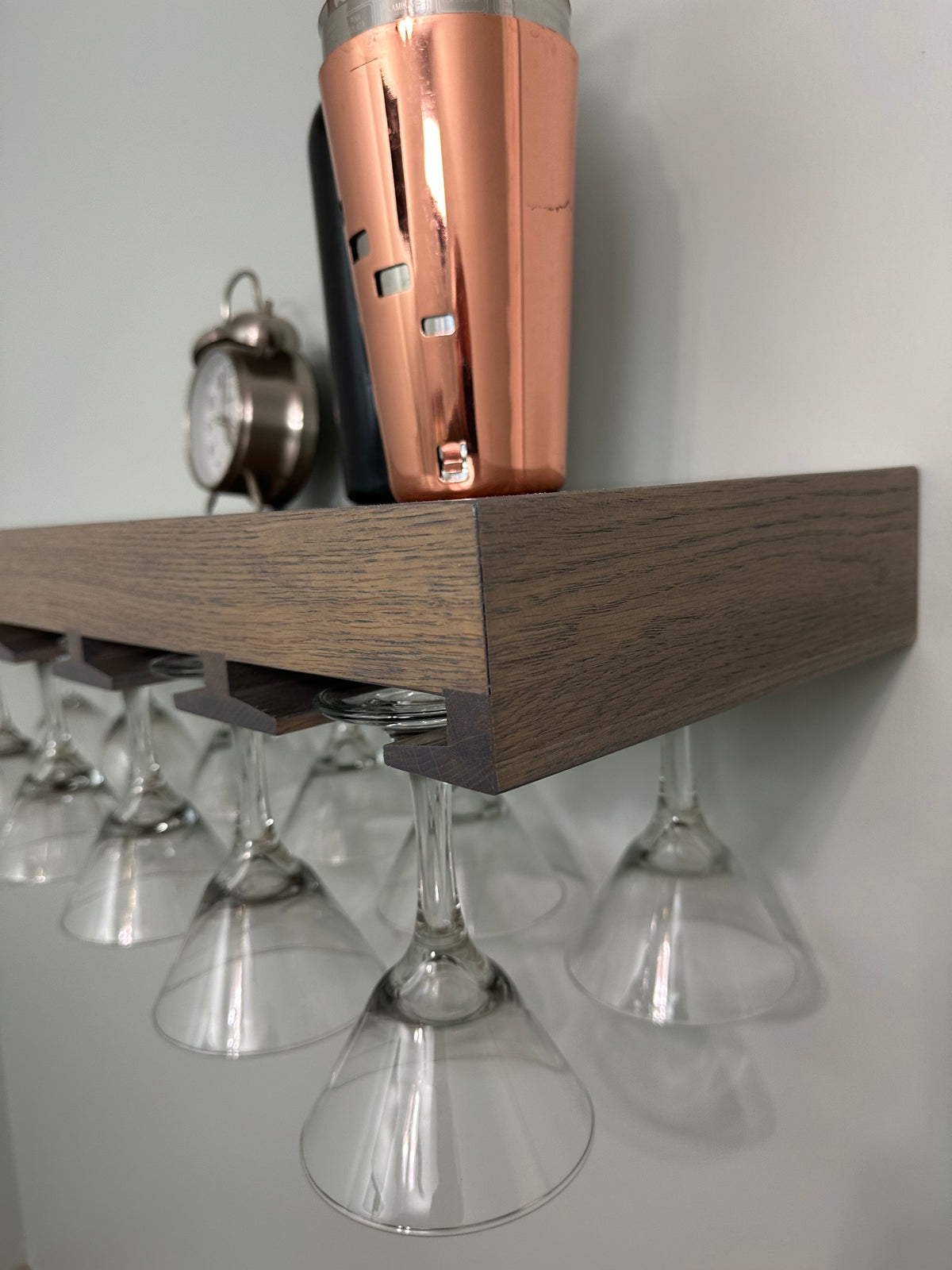 Oak Floating Wine Glass Rack