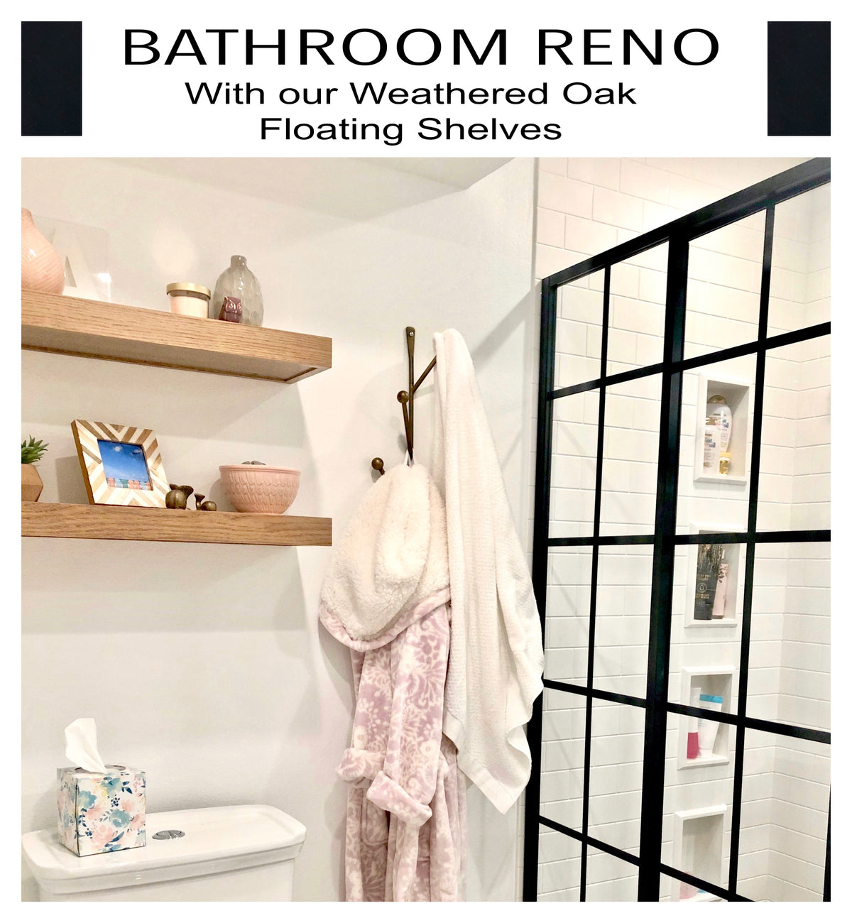 weathered oak floating shelves