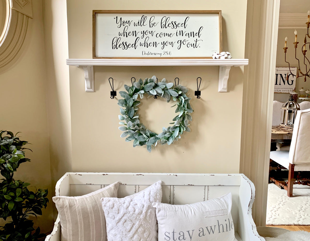 farmhouse entryway shelf