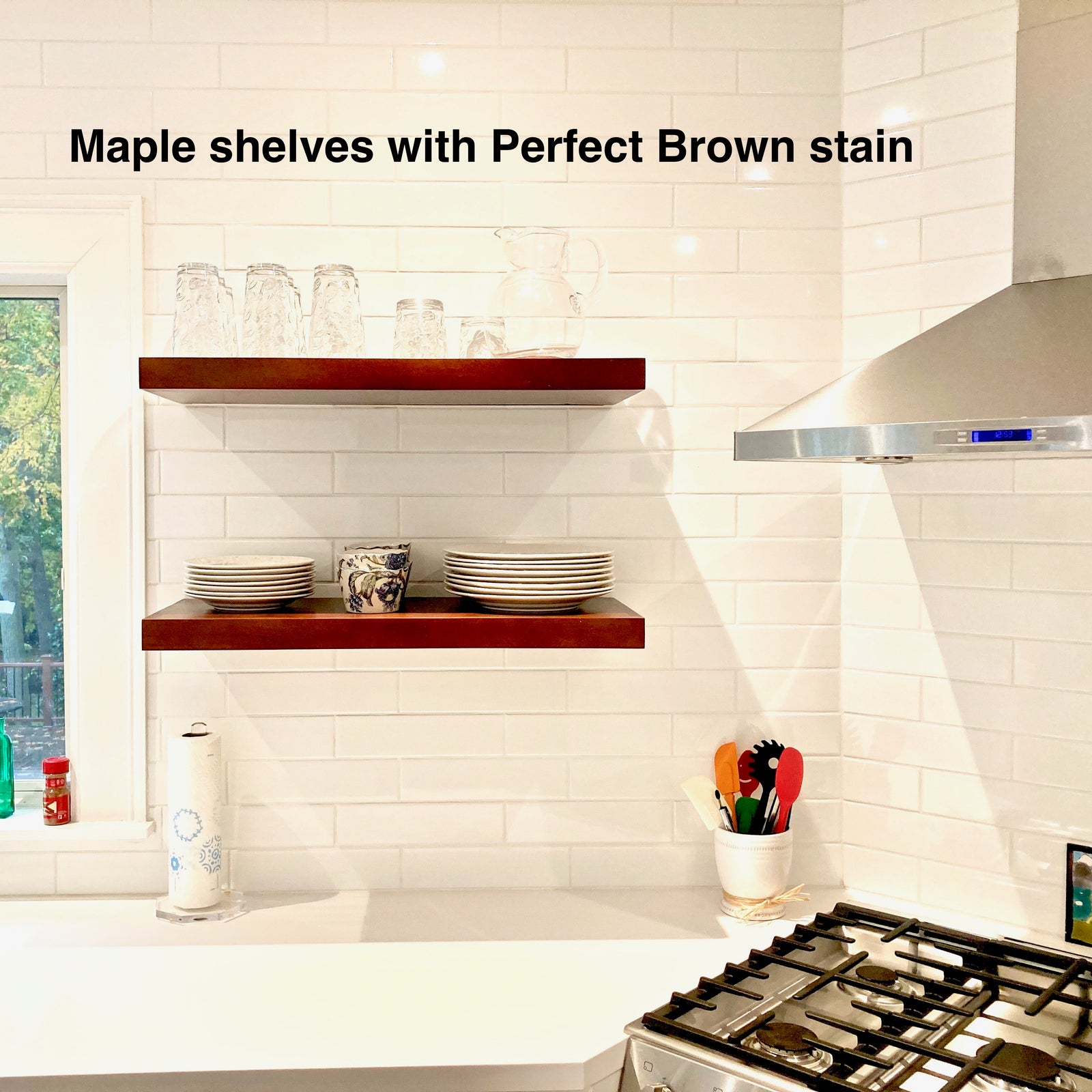 Maple Stained Wall Shelf