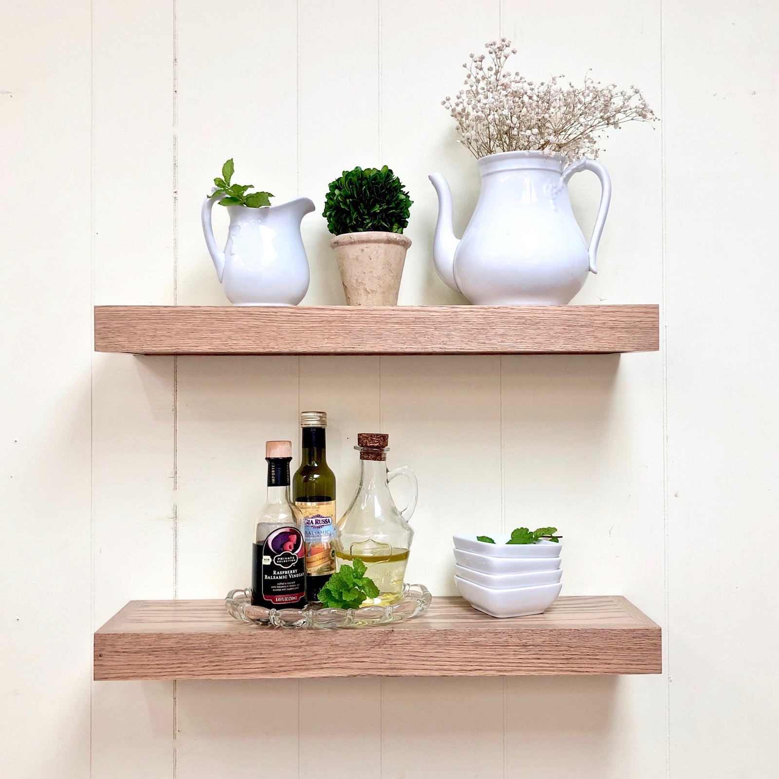 oak floating shelves