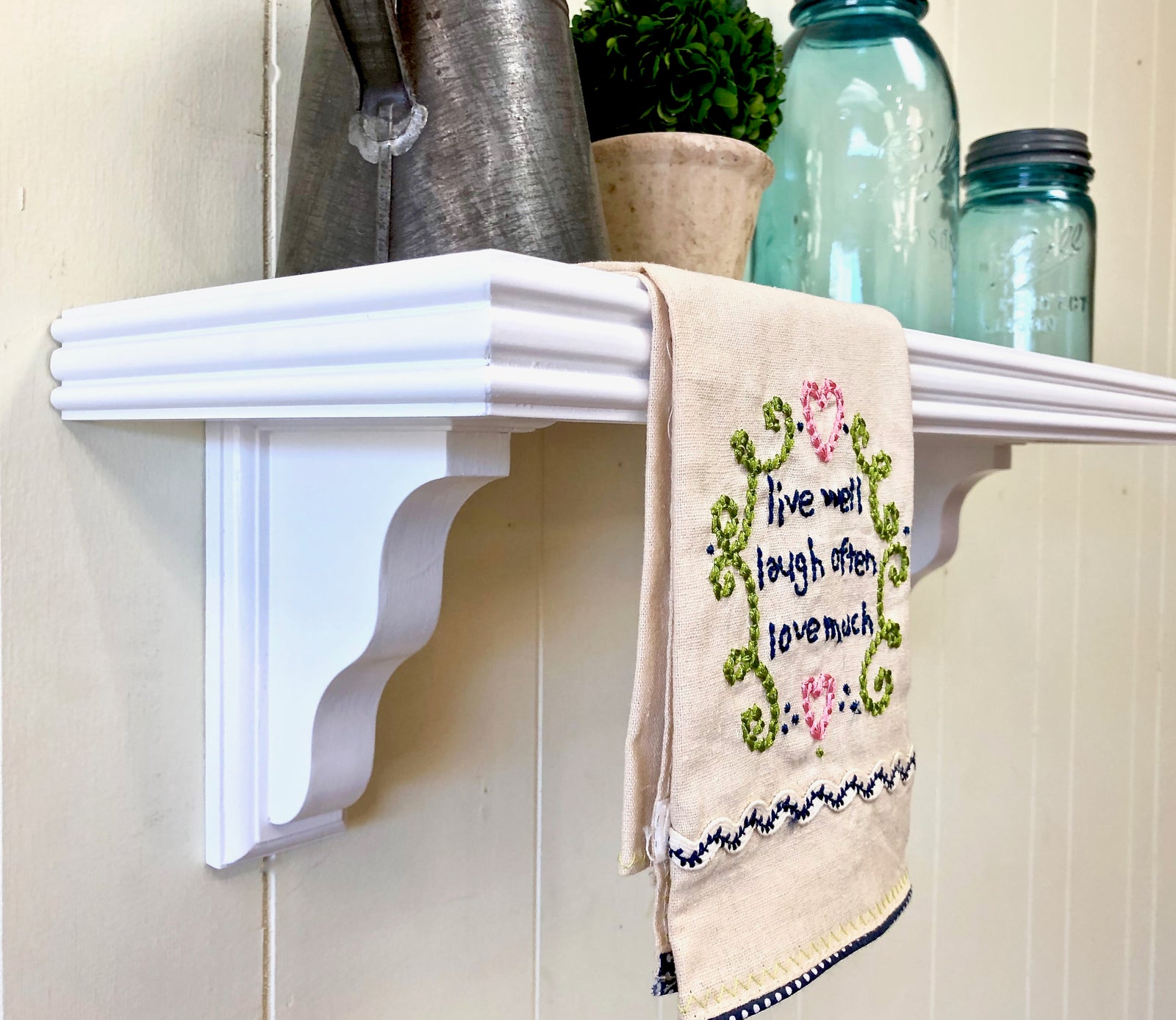 white farmhouse shelf