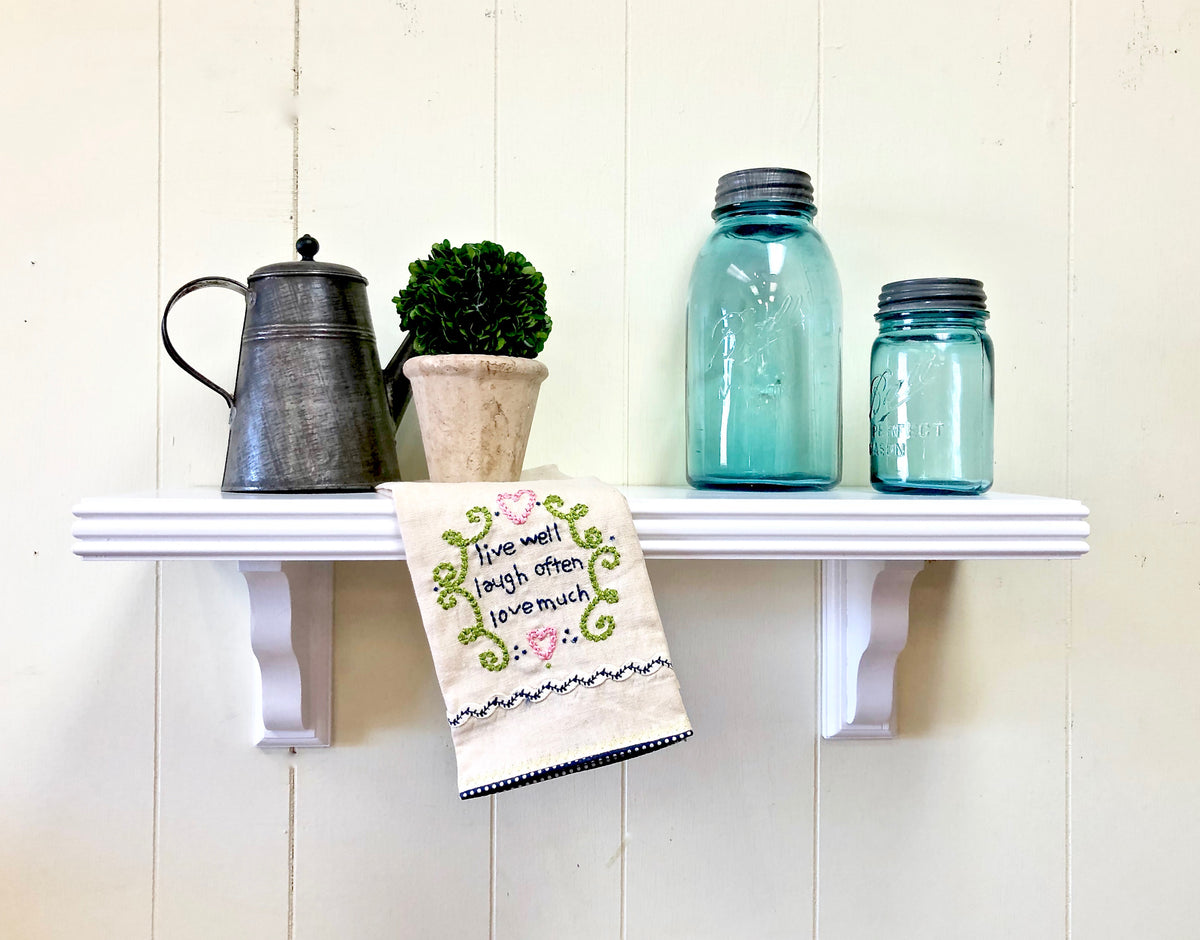 white farmhouse shelf