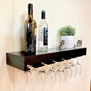 Wooden Floating Wine Glass Rack - Transitional - Kitchen