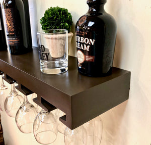 Oak Wine Glass Floating Shelf