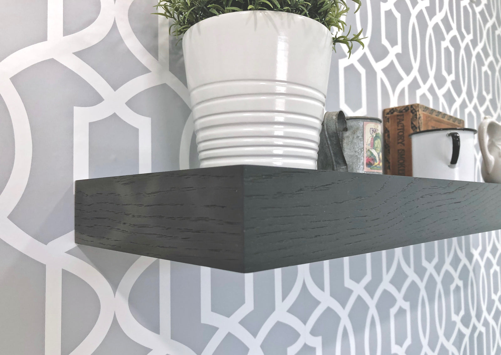 slate gray oak floating shelf