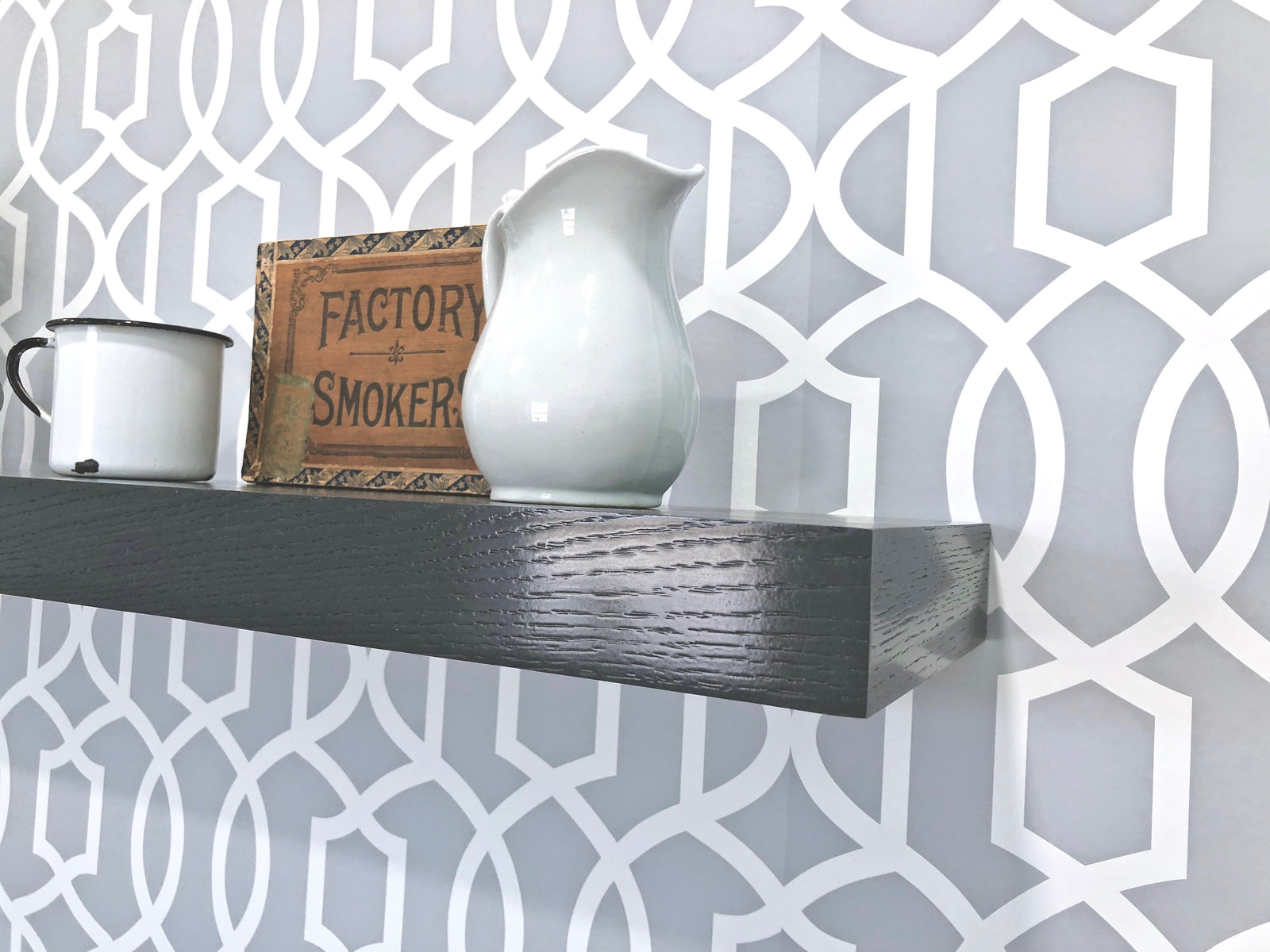 slate gray oak floating shelf