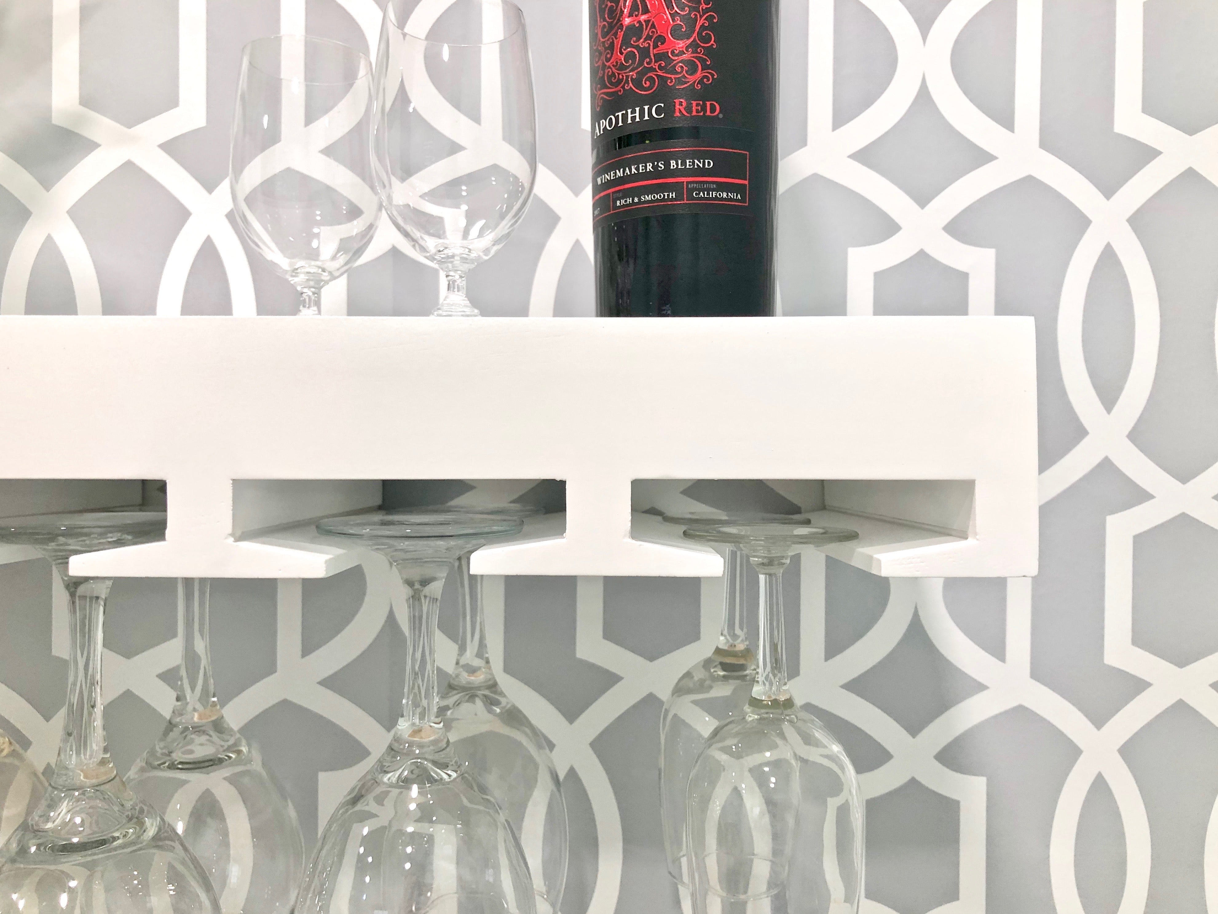 Oak Wine Glass Floating Shelf