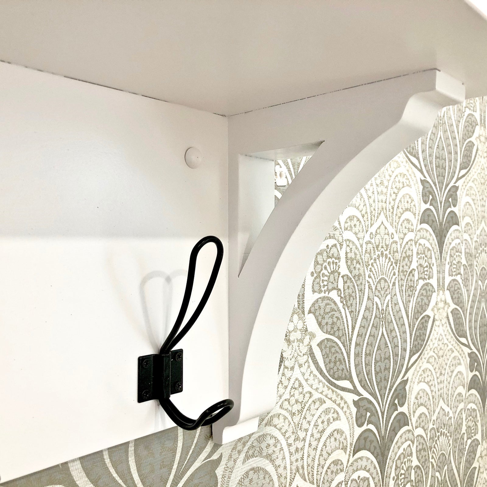 farmhouse shelf with hooks