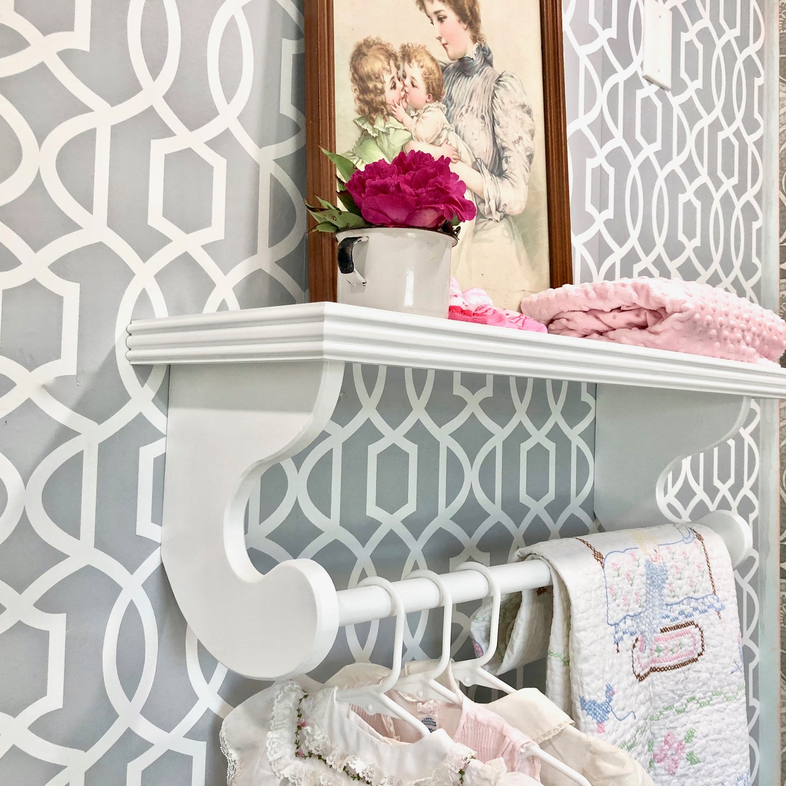 Shelf with hanging rod