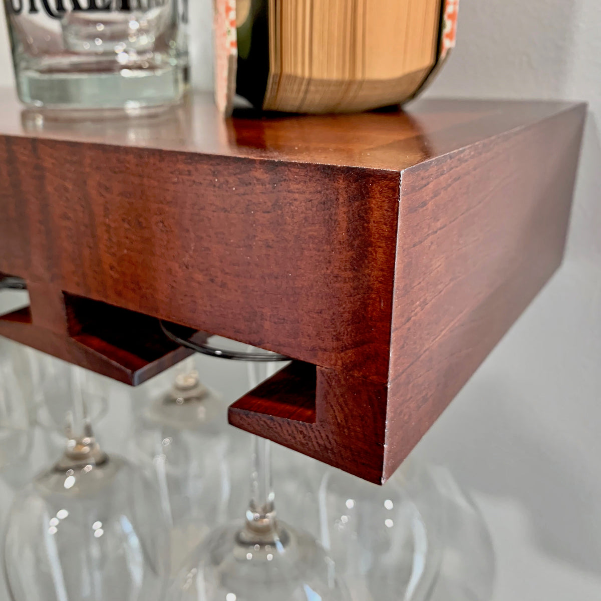 Stained Floating Wine Glass Rack