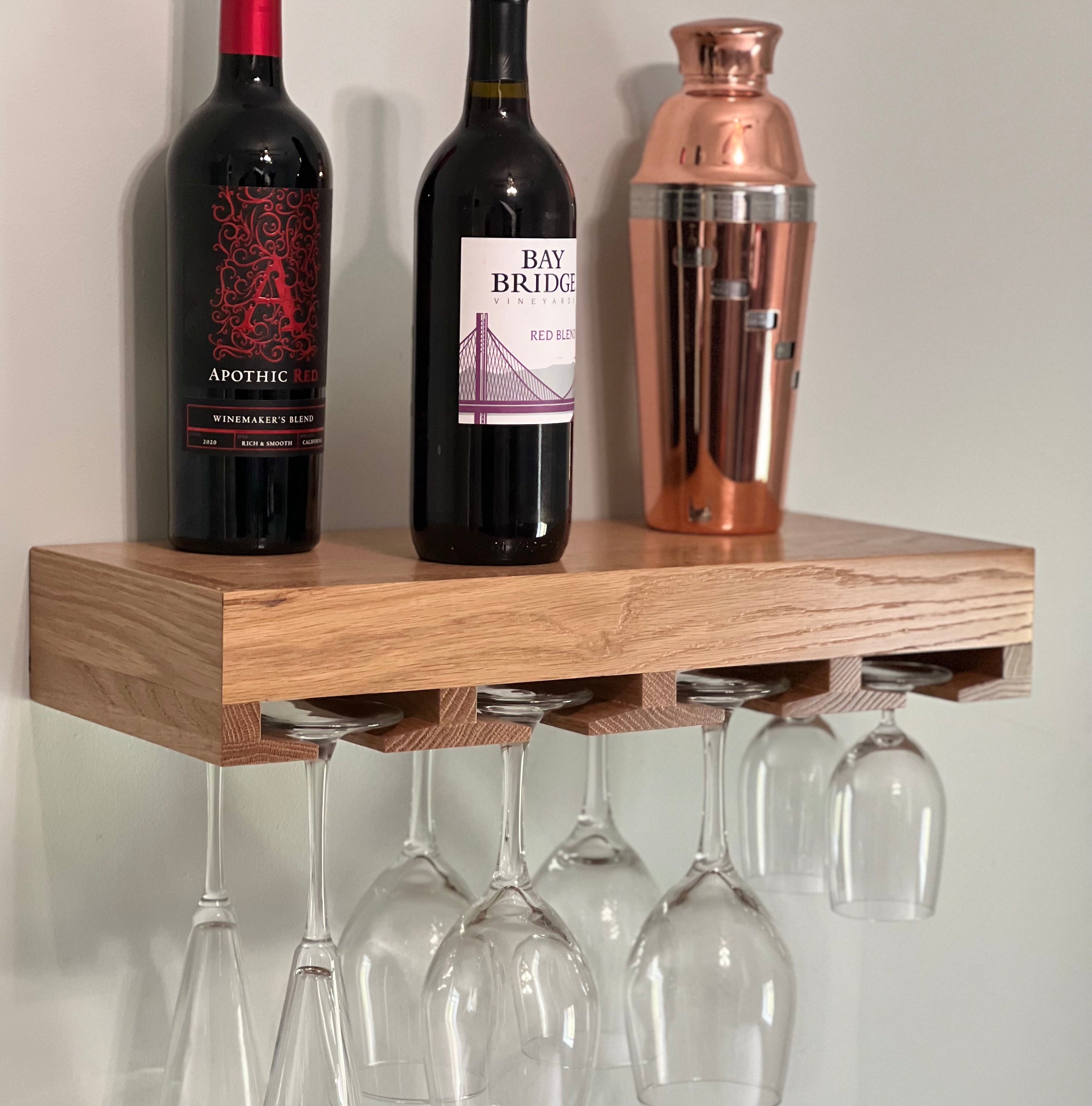 Floating Shelves For Wine Bottles Oak Wine Glass Floating Shelf