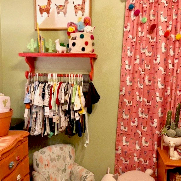 Nursery Hanging Shelf Hanging Baby Clothes Rack Shelf With Hanging Rod  Nursery Wall Decor Wall Shelf With Hanging Rod Quilt Rack 
