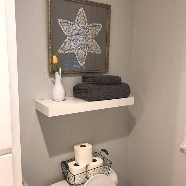 white floating shelf