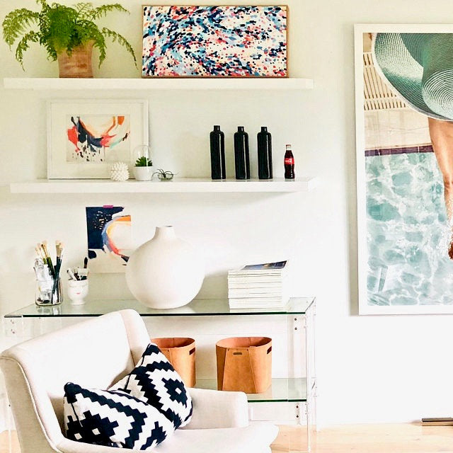 white floating shelves