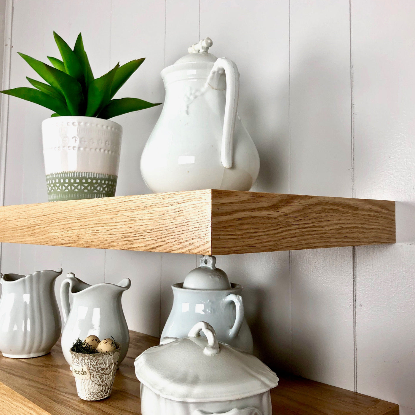 set of 3 oak floating shelves