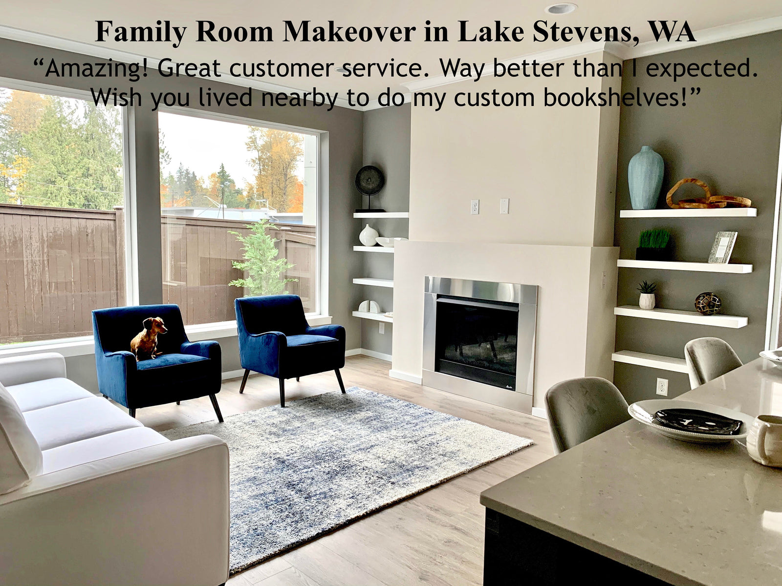 white floating shelves