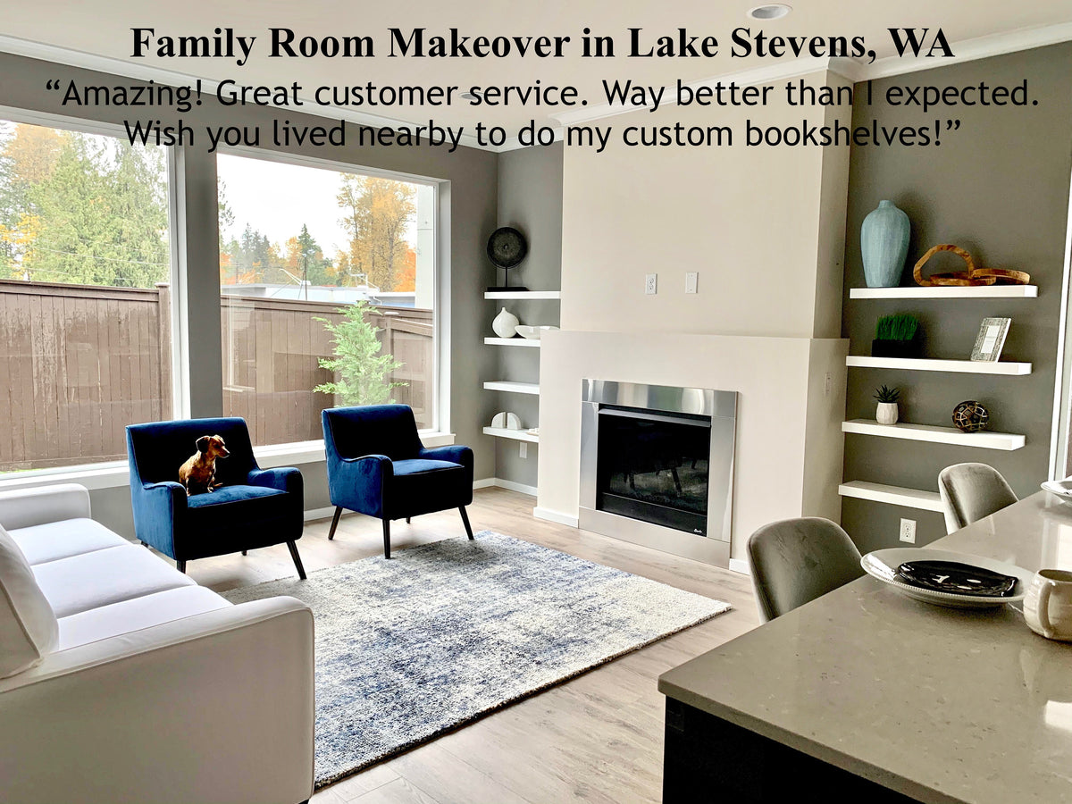 white floating shelves