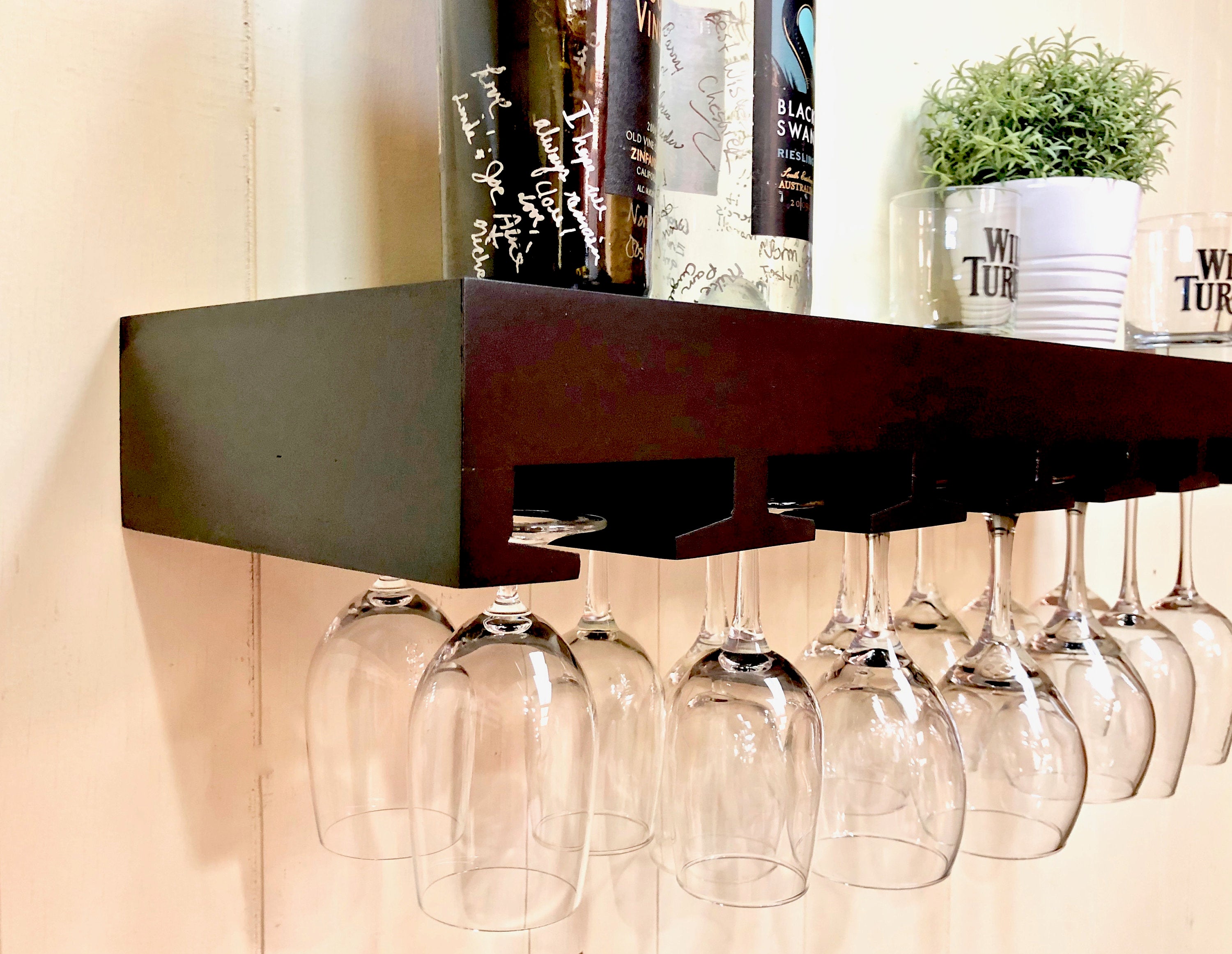 Stained Wine Glass Floating Shelf