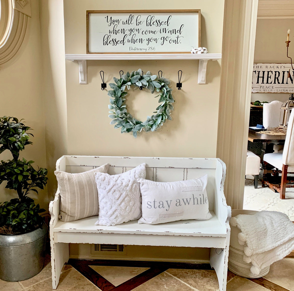 farmhouse entryway shelf