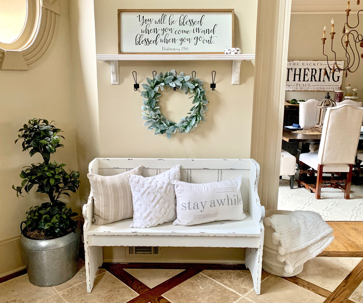 farmhouse entryway shelf