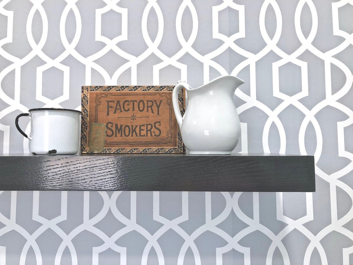 slate gray oak floating shelf